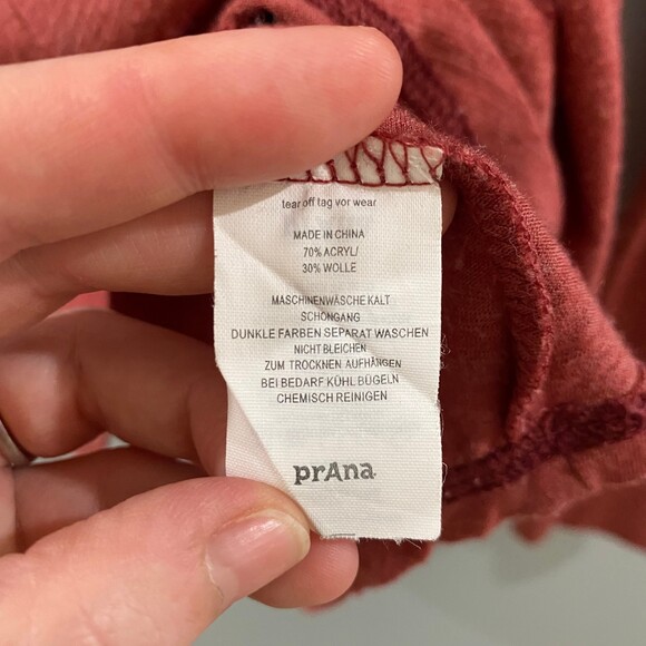 Prana Besha Wool Blend Long Sleeve Collared Shirt - Red XL - Picture 5 of 9